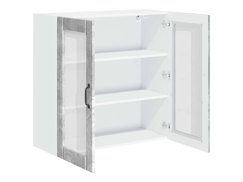  Meuble mural de cuisine, cabinet en verre mural gris béton 80x31x80cm shl8644  - Conforama E