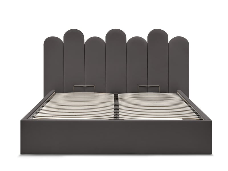  Bobochic lit coffre badja velours gris foncé 140x190 BADJA - Conforama A