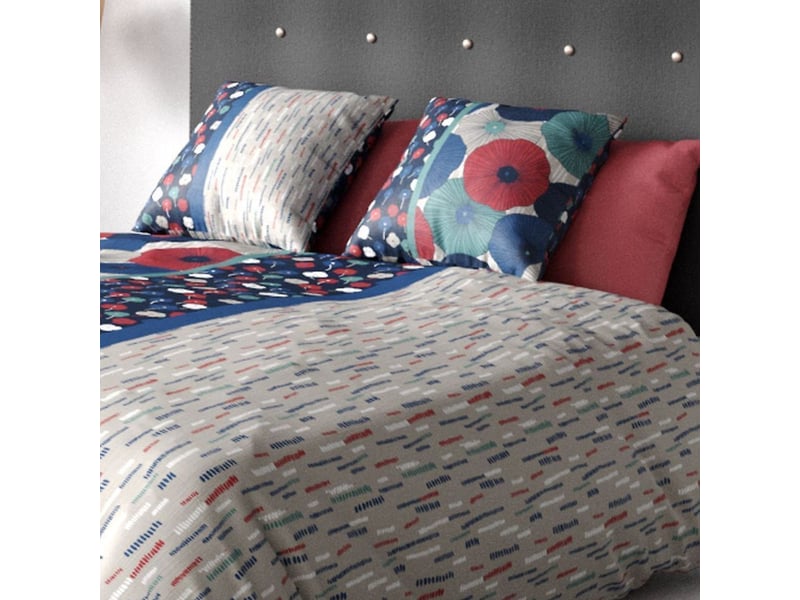  Parure housse de couette 260x240cm + 2 taie motif floral et graphique 100% coton - gedali GEDALI - Conforama D