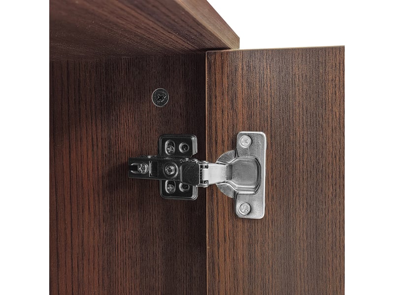  Meuble tv 200 cm noyer et noir led bluetooth portes en verre  - Conforama R