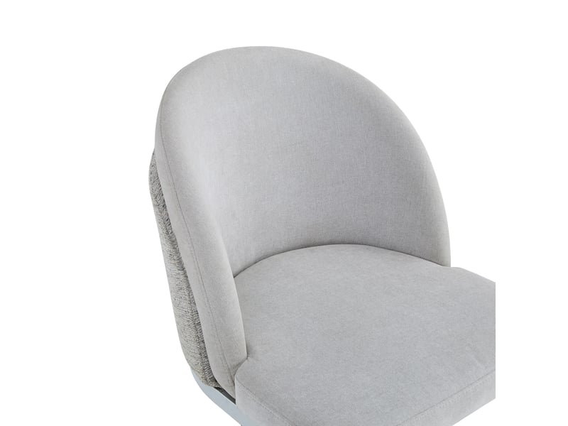  Lot de 6 chaises de salle à manger en tissu gris clair, pieds métal chromé, style design moderne élégant  - Conforama D