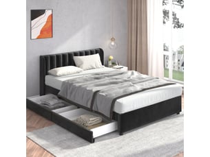 Lit avec rangement 160x200 cm MERAX  lit adulte noir coloris noir