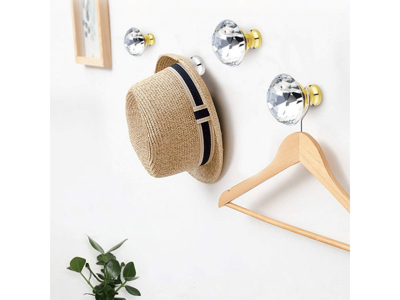  10 pièces boutons de porte transparents en cristal en forme de diamant pour portes, meubles, tiroirs, armoires décoration avec vis  - Conforama C