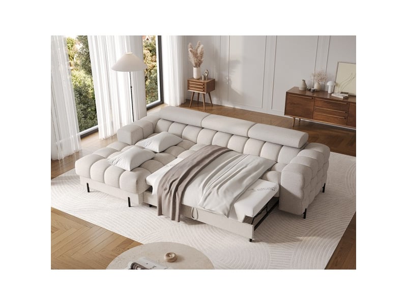 Canapé d'angle gauche convertible beige allure contemporaine 285x99x181cm filtro - Conforama B