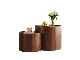 Table basse arrondi(e) coloris bois foncé EVRYAE   - 47.5 cmx77.5 cm