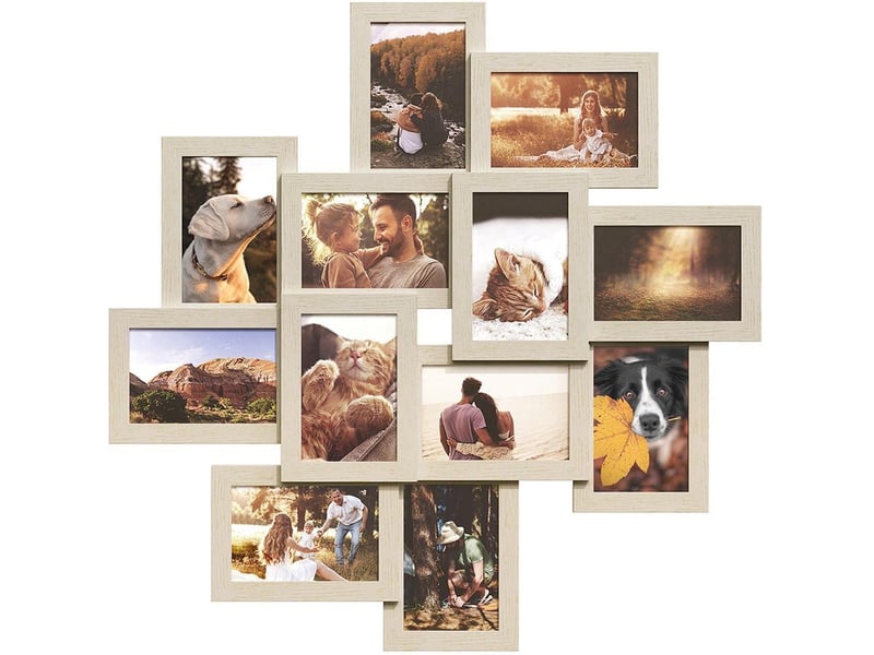  Lot de 12 cadres pêle-mêle décoratifs mural 63,3 x 63,3 cm en mdf beige 12_0011976  - Conforama A