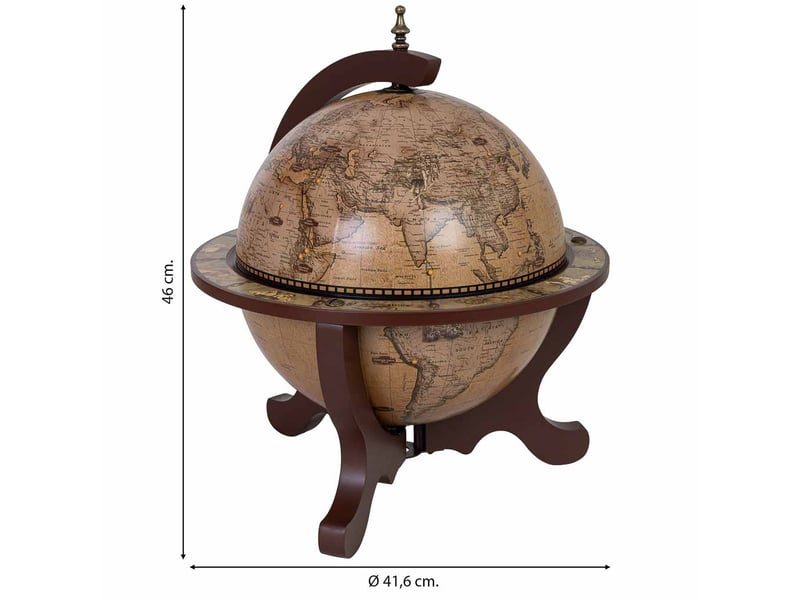  Meuble porte-bouteilles globe terrestre beige l41,6x46 h cm  - Conforama C