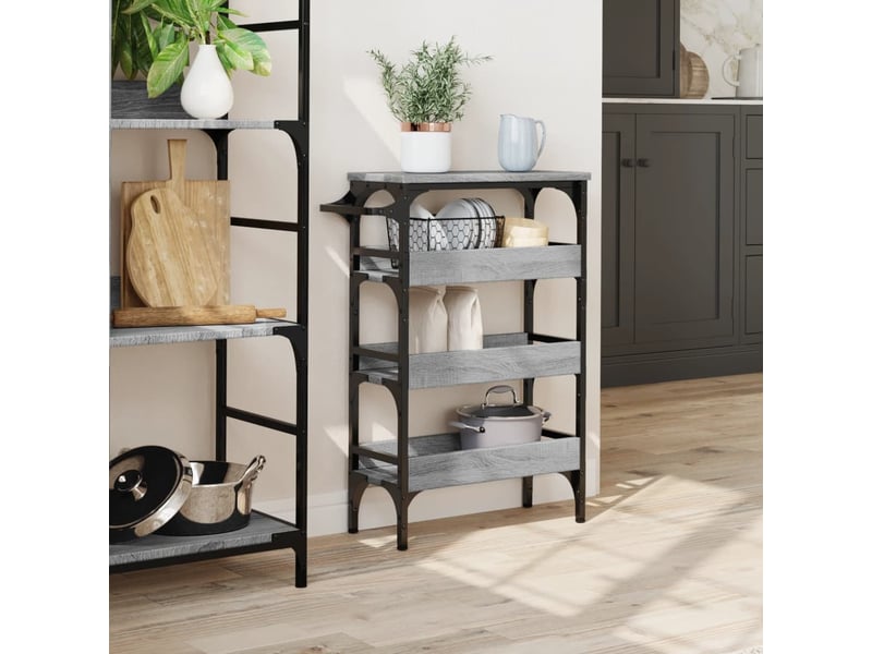  Chariot de cuisine, chariot de rangement sonoma gris 53x20x76 cm bois d'ingénierie  - Conforama C