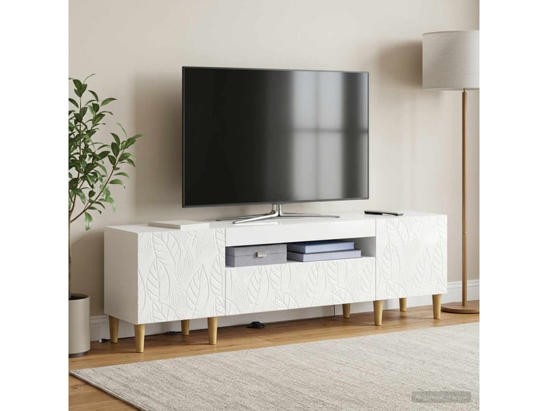  Meuble tv - banc tv - meuble de rangement led blanc brillant bois d'ingénierie  - Conforama B