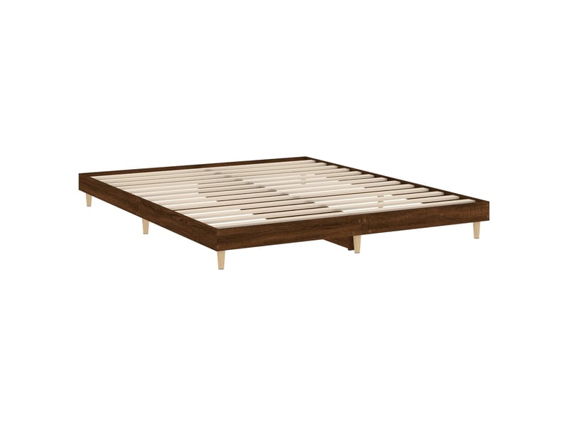  Lit double- lit adulte -  cadre de lit sans matelas chêne marron 200x200 cm  - Conforama D