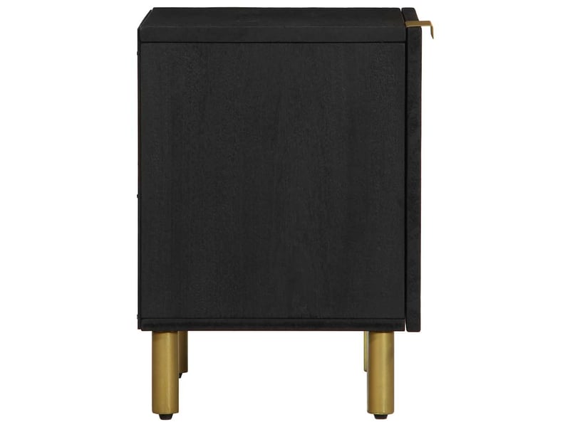  Table de chevet - cabinet de chevet - table de nuit noir 40x33x46 cm bois de manguier solide  - Conforama C