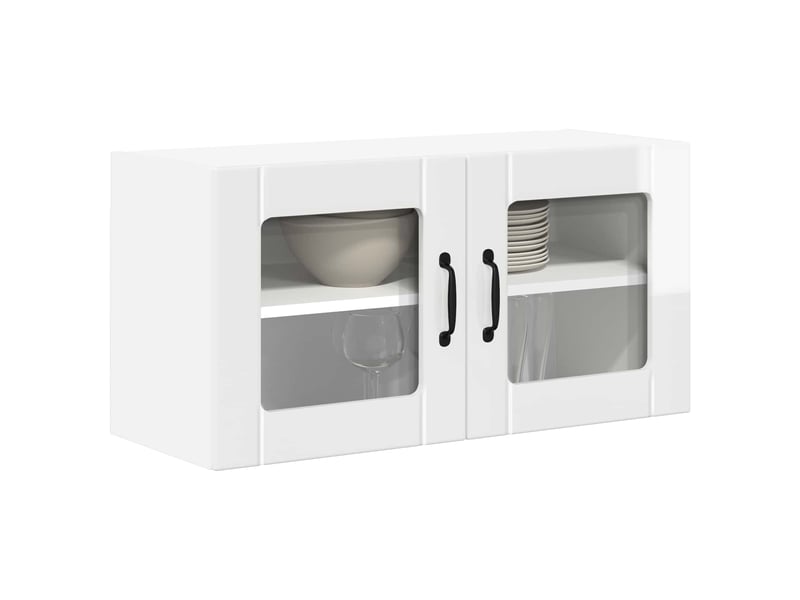  Meuble mural de cuisine, cabinet en verre mural blanc brillant 80x31x40cm shl2939  - Conforama C