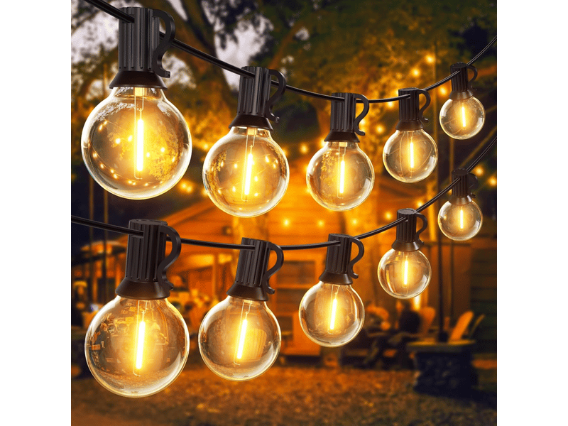  Guirlande lumineuse extérieure de 30 m, lumière de jardin, avec 50+4 ampoules en tungstène g40, guirlande lumineuse de noël, étanche ip44  - Conforama A