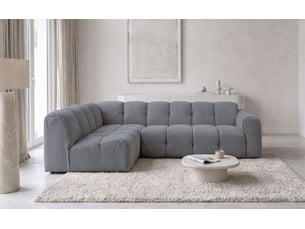Canapé d'angle gauche fixe MIUFORM Picco 6 places Tissu Gris