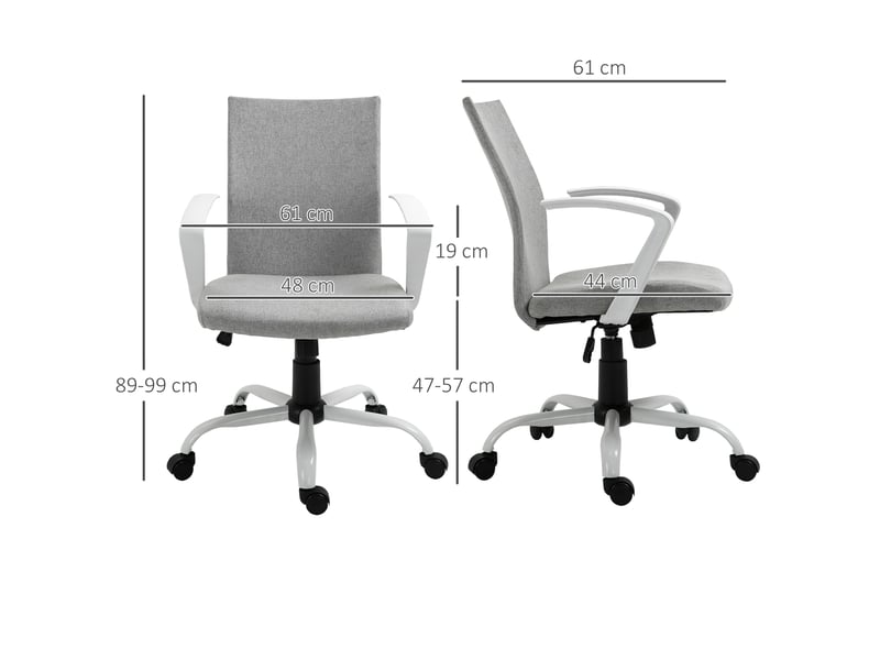  Fauteuil de bureau ergonomique à bascule, fauteuil d'étude pivotant, chaise de bureau en tissu réglable en hauteur, 61 x 61 x 89-99 cm, gris clair  - Conforama E
