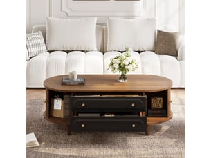 Table basse ovale coloris marron <strong></strong> <strong></strong> - 50 cmx100 cm