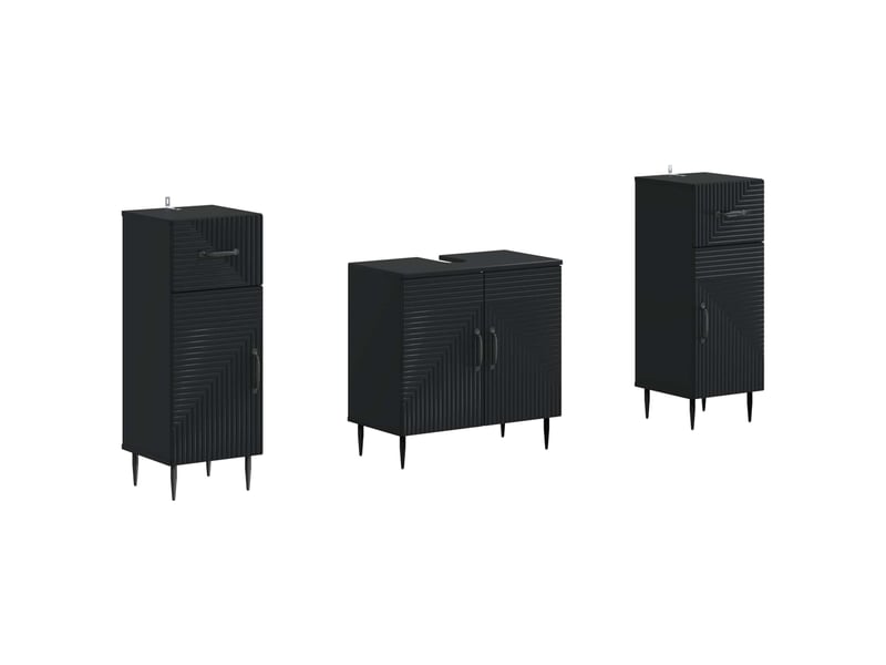  Ensemble de meuble de salle de bain 3 pièces haarlem noir cf63459  - Conforama A