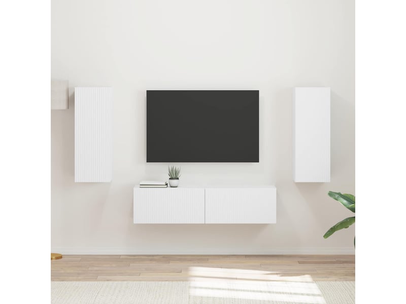  Ensemble meuble tv - banc tv - meuble de rangement 2 pcs blanc bois d'ingénierie  - Conforama B