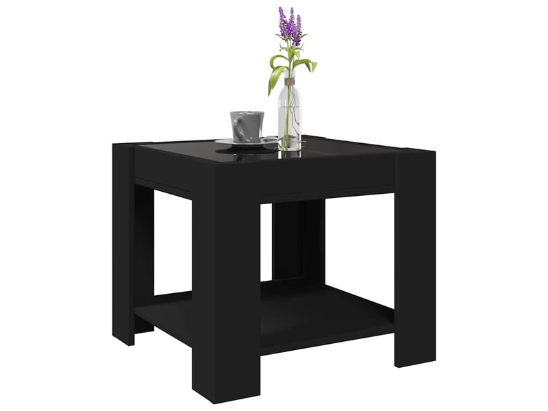 Table basse - table de salon - table à thé avec led noir 53x53x45 cm bois d'ingénierie - Conforama E
