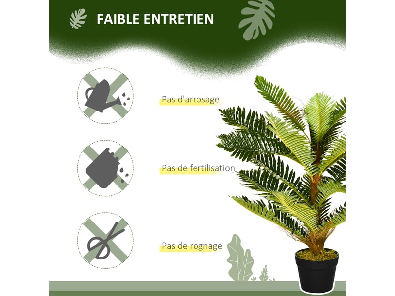  Plante artificielle palmier 85 cm avec 18 grandes feuilles grand réalisme pot inclus  - Conforama E