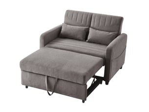 Canapé droit convertible MODENVIE 2 places Coton / Lin gris