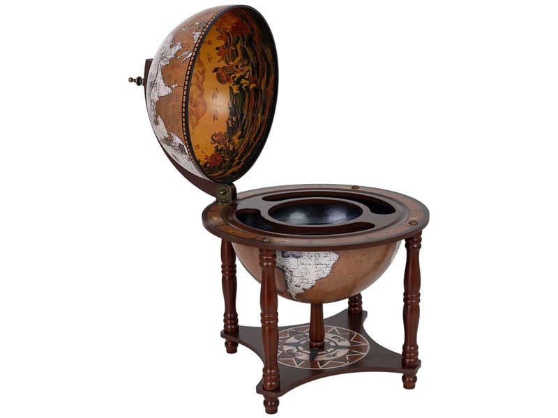  Meuble porte-bouteilles globe terrestre marron l41,6 x 56 h cm  - Conforama E