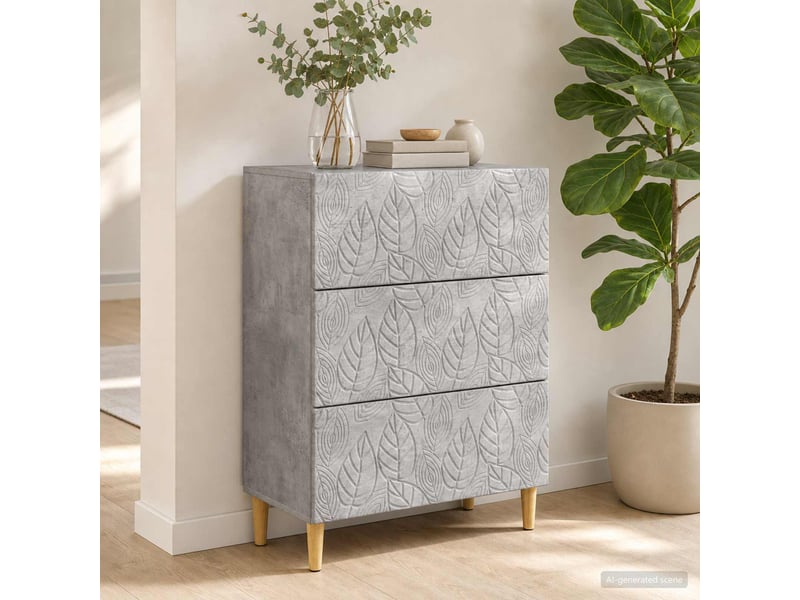  Armoire de rangement bureau, armoire à tiroirs gris béton 66 x 34,5 x 90 cm shl4015  - Conforama C