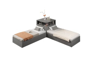 Lit gigogne 90x200 cm OKWISH   coloris gris