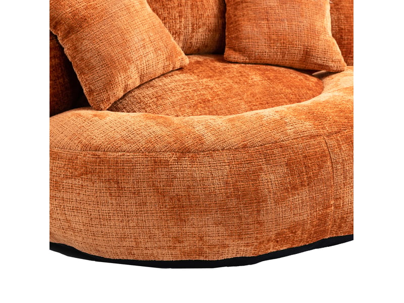 Fauteuil pouf single en chenille orange, dossier haut, sans installation  - Conforama D