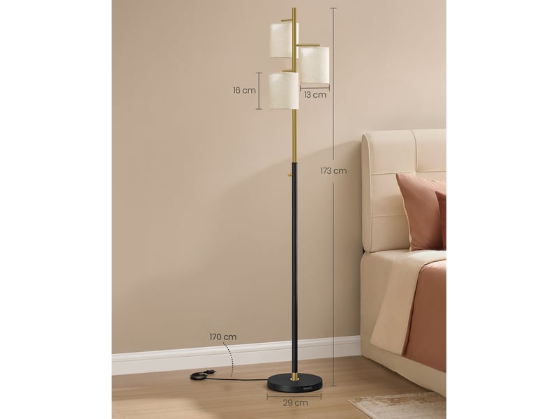  Lampadaire sur pied moderne avec intensité réglable 29 x 29 x 173 cm en acier noir 12_0012991  - Conforama B