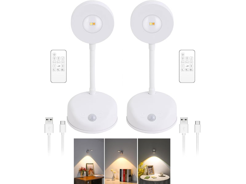  Projecteur à détection de présence humaine, 3 couleurs, luminosité réglable, rotation magnétique à 360°, livré avec télécommande, blanc LJY0795 - Conforama A