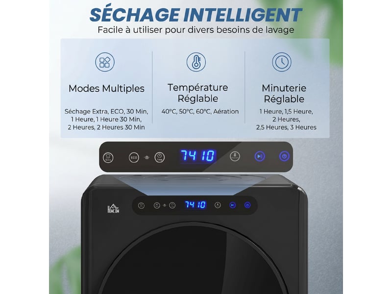 Sèche linge à évacuation, sèche-linge électrique 1000 w 3 kg, modes extra dry et eco, minuterie, noir, acier inoxydable - Conforama A
