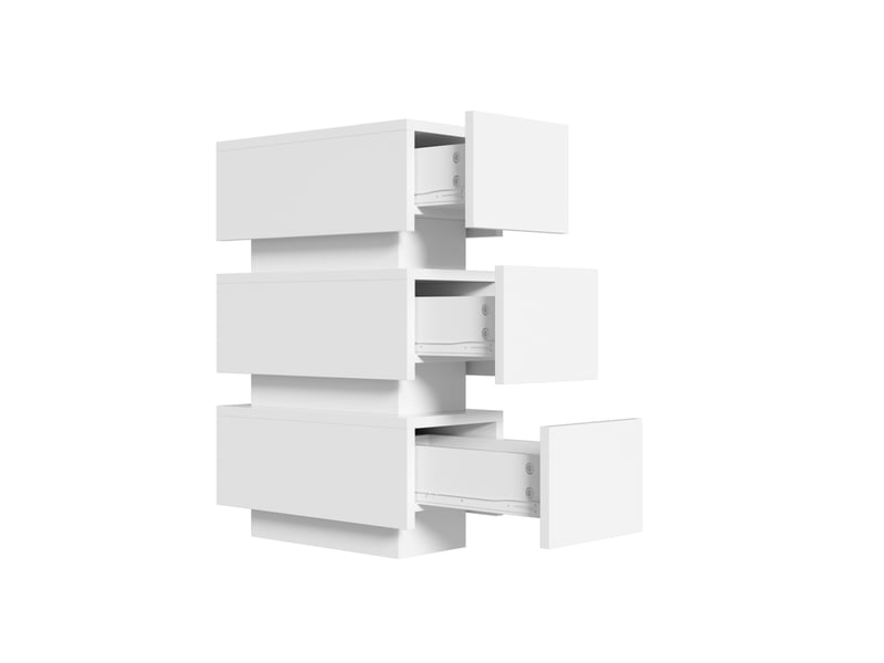  Lot de 2 tables de nuit 40x20x59,5 cm blanches en panneaux de particules, 3 tiroirs avec led et charge usb  - Conforama D