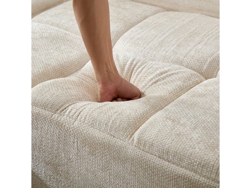  Canapé d’angle beige en chenille 4 places 263 cm - assise ergonomique et poche latérale  - Conforama W