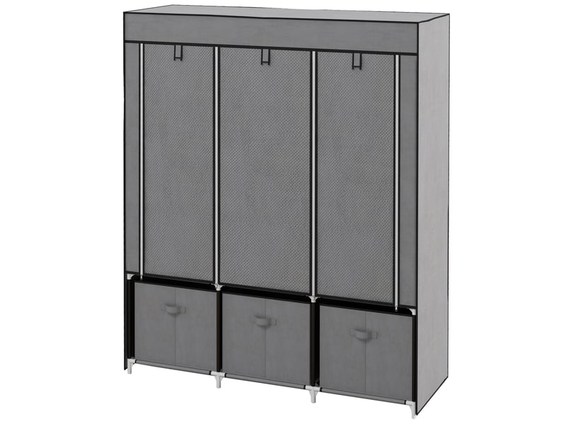  Armoire  en tissu non tissé, pliable, avec 3 tiroirs, 125 cm x 43 cm x 162,5 cm, grise  - Conforama B