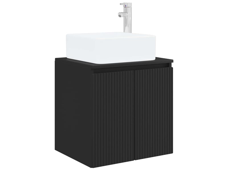  Vanité de lavabo mural, meuble de rangement noir 53x35x63 cm bois d'ingénierie  - Conforama A