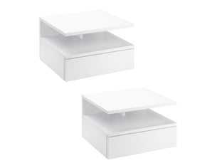 Lot de 2 tables de chevet murales - lot de 2 tables de nuit - tiroir coulissant, niche, plateau - panneaux particules blanc