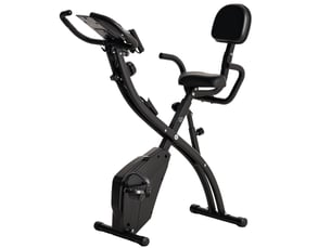 Vélo appartement pliable, hauteur réglable, résistance magnétique, lcd, dossier, cardio, max 120 kg, domicile, 105x48x118 cm, noir.