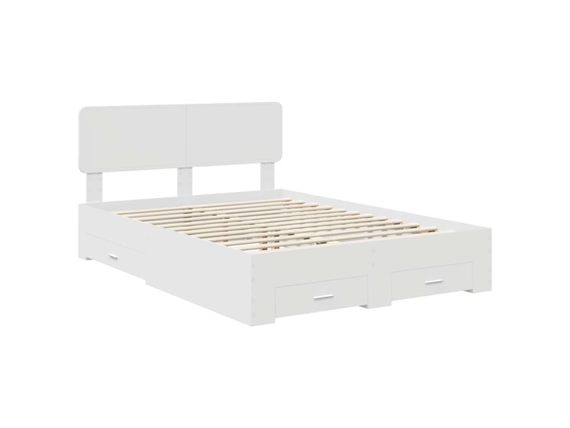  Lit double- lit adulte -  cadre de lit avec tiroir blanc 160 x 200 cm bois d'ingénierie  - Conforama C