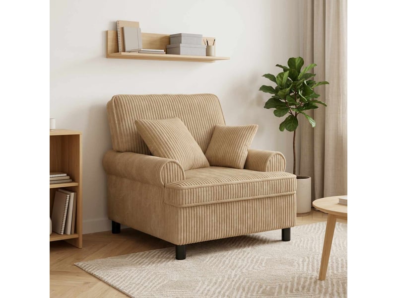 Vidaxl fauteuil xl avec coussins taupe tissu à 1,5 lignes - Conforama B