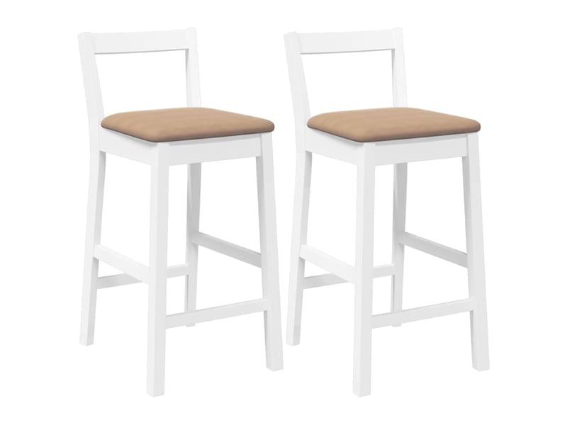  Lot de 2 tabouret de bar avec coussins en bois massif blanc et caoutchouc shl22843  - Conforama A