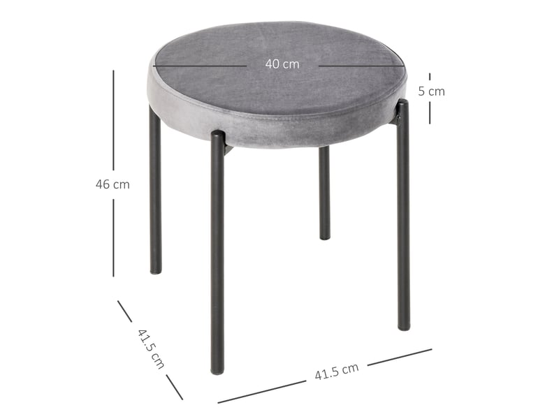  Tabourets de cuisine lot de 4 empilables avec assise rembourrée, pieds en acier gris foncé, 41,5 × 41,5 × 46 cm  - Conforama C