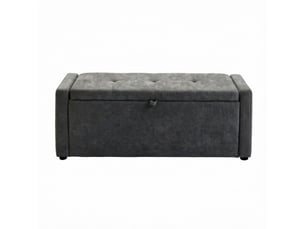 Banc de rangement capitonné avec coffre tissu gris foncé 122 x 48 x 44 cm