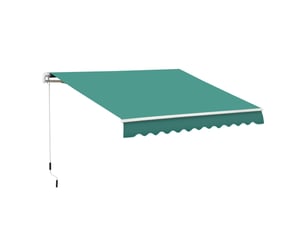 Store banne à manivelle en aluminium et polyester 3 x 2,5 m, vert foncé