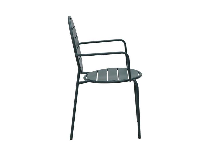  Lot de 4 fauteuils de jardin dossier rond en métal vert sapin - baca  - Conforama C