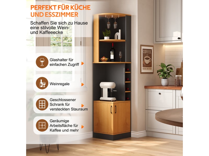  Meuble bar d'angle range-bouteilles porte-verres en mdf noir 40x40x182 cm N635P463438S - Conforama D