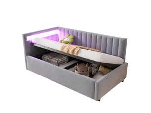 Lit simple 90x200 cm    coloris gris