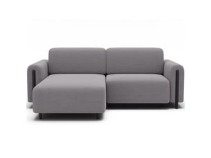 Canapé d'angle convertible arvessa gris clair velours côtelé – angle gauche avec coffre