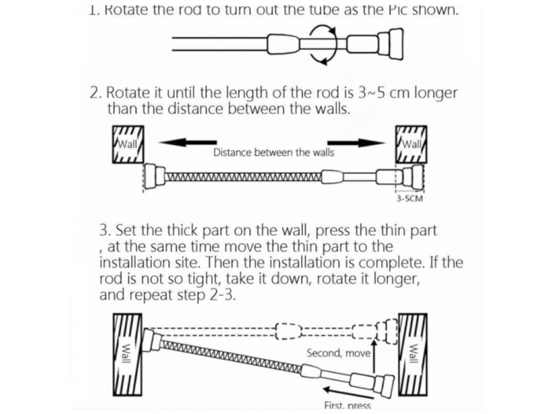  Tringle extensible de 55 à 85 cm pour rideau de douche, ensemble de tringles télescopiques sans perçage en acier inoxydable pour salle de bain, placar  - Conforama E