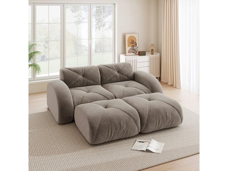 Canapé modulable, canapé 2 places – sans montage, taupe, sans cadre, base antidérapante - Conforama C